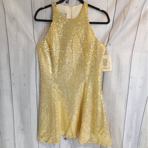 Jessica McClintock | NEW Vintage Gunne Sax Gold Sequin High-Neck Mini Dress